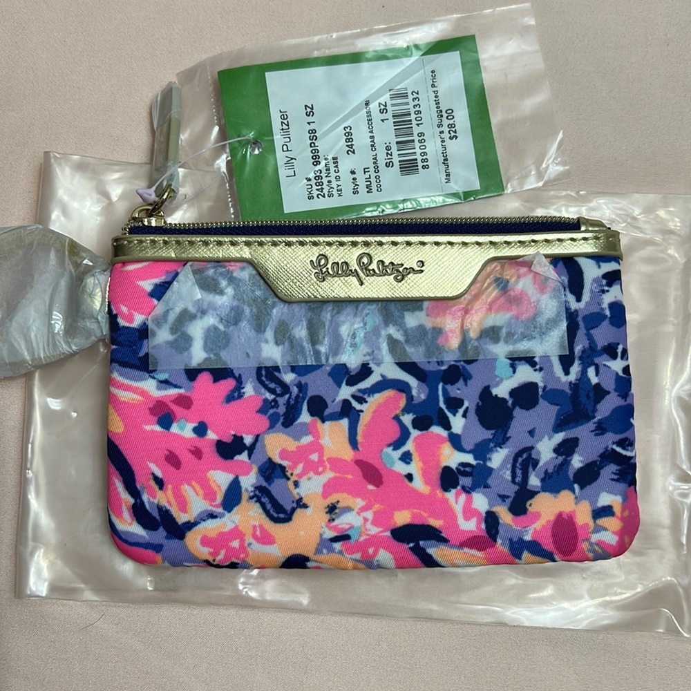 Lilly Pulitzer Key ID Case in Coco Coral Crab NIB